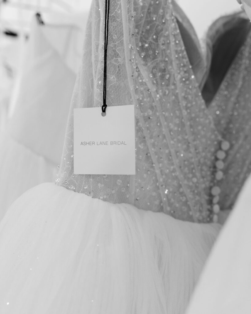 Interior corset construction of a designer wedding gown